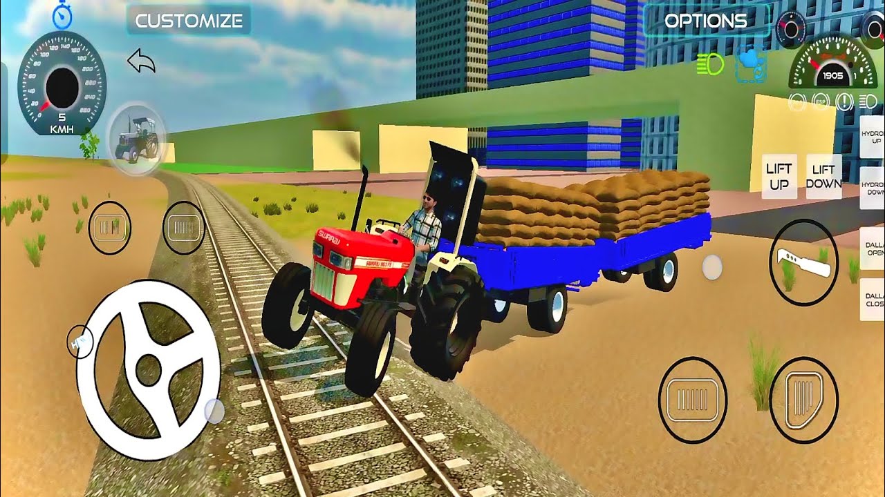 Dual trolley tractor stunt gameplay in Indian vehicles simulator 3d game #tractorglobal #games 
