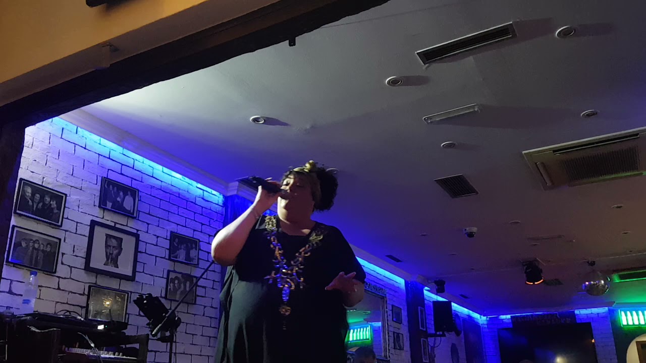 Shelley singing Whitney Houston I Have Nothing at Wigan Pier bar Tenerife