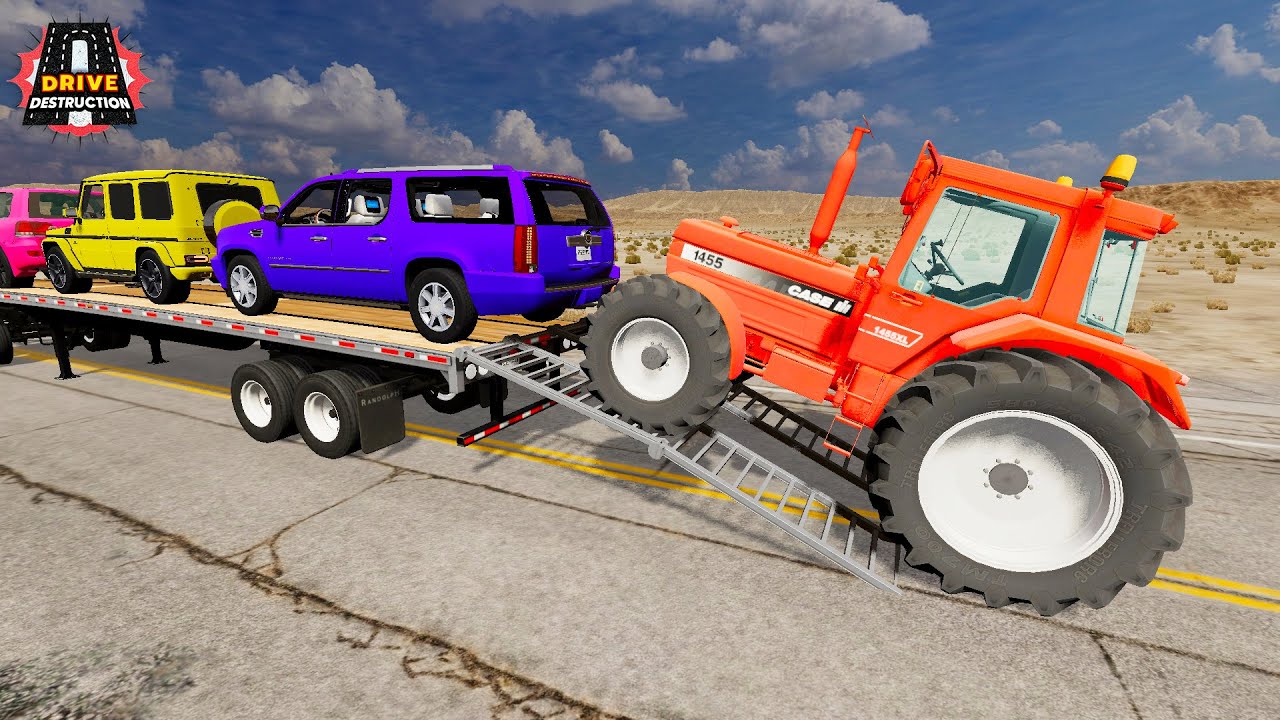 Flatbed Truck Mcqueen | Transportation with Truck - Pothole vs Car #041 -BeamNG Drive