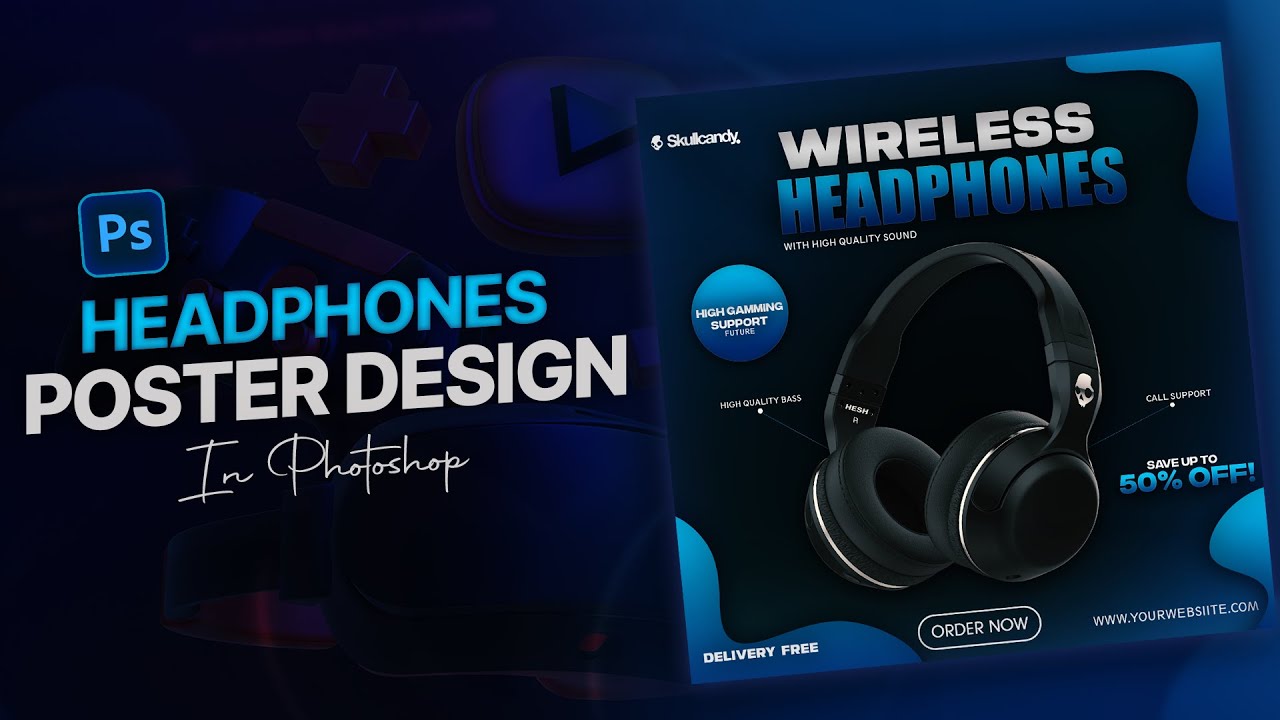 How To Design Headphones Social Media Poster In Photoshop | Social  Media Post