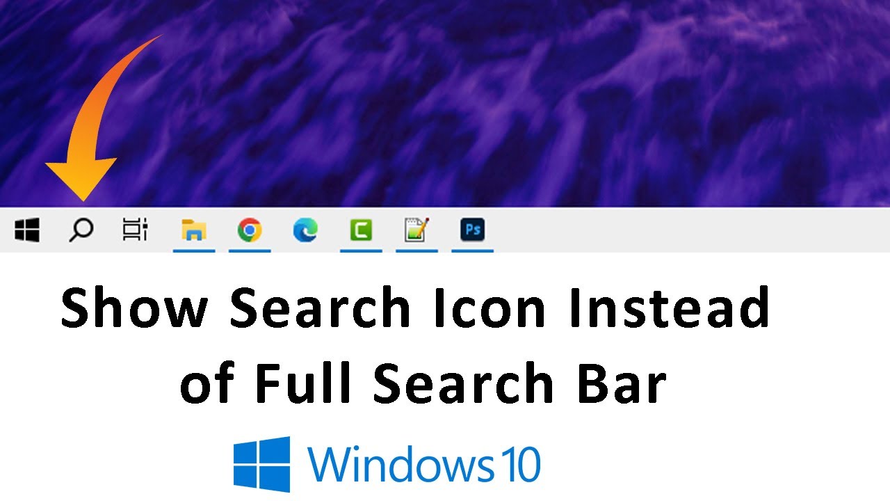 How to Show Search Icon Instead of Full Search Bar in Windows 10?