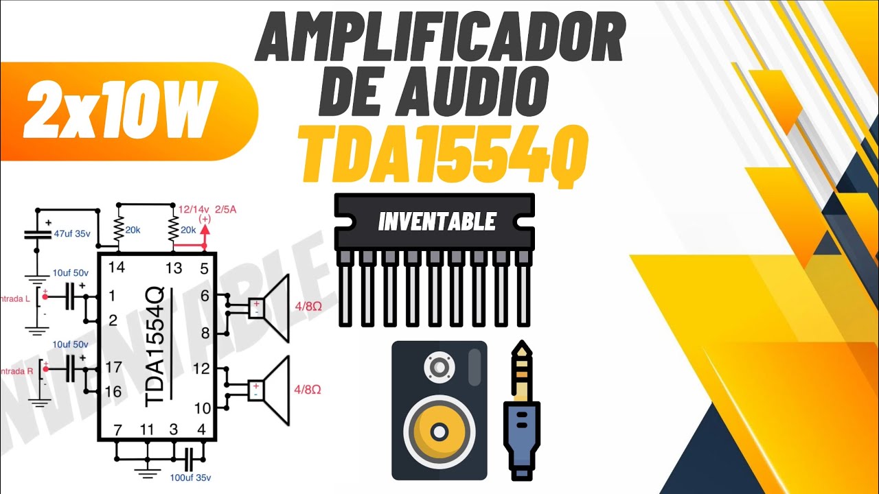 Amplificador estéreo clase B con TDA1554Q [12v 2x10w]