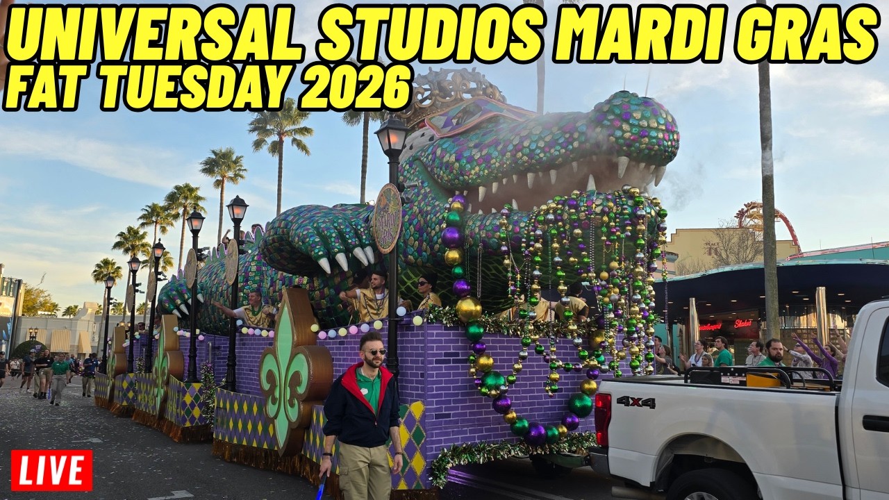 🔴Live: Universal Studios Orlando Fat Tuesday Mardi Gras with Parade at 7pm 2/17/2026