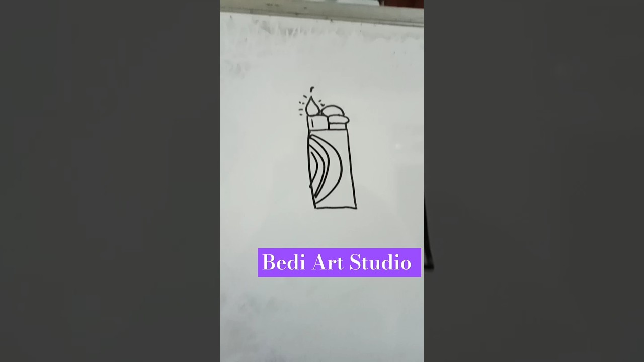 Easy drawing of gas lighter using rectangle🕯️🔥 