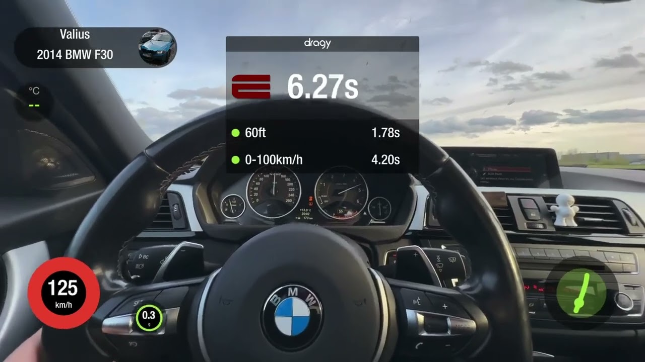 BMW F30 330d xDrive STAGE2 0-100 km/h 1/4 mile dragy