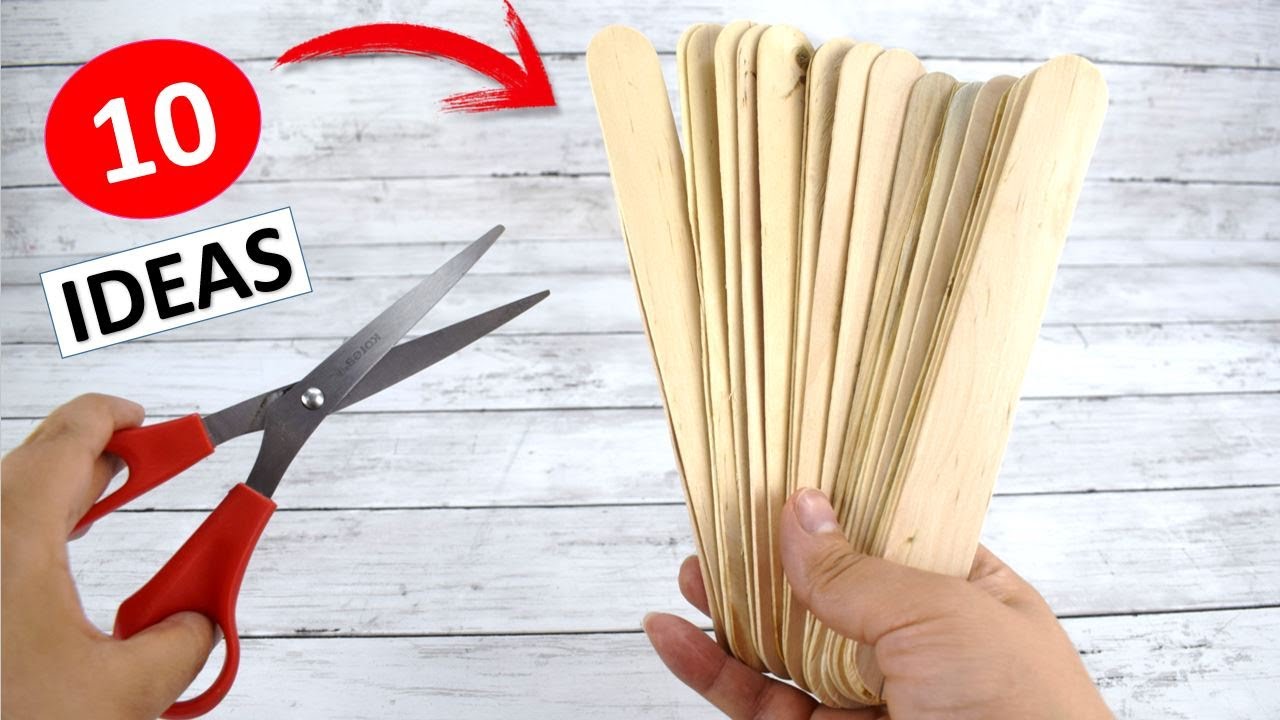 10 Manualidades FÁCILES con PALITOS de helado 🍦 y PALITOS BAJA LENGUA 🎨 Ideas con RECICLAJE