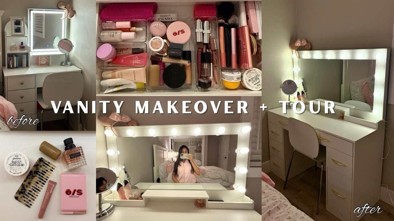 vanity tour + transformation : new organization, makeup & decluttering