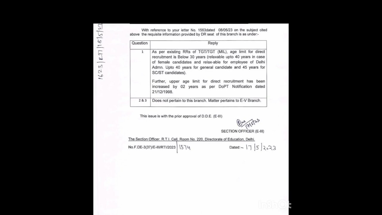 DSSSB TGT AGE LIMIT FOR FEMALE  #dsssb #rtireply