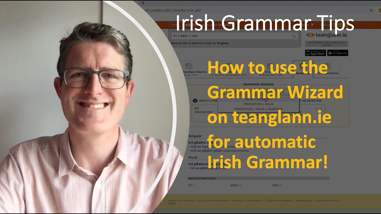 Irish Grammar Tips  - How To Use The Grammar Wizard on teanglann.ie for Automatic Irish Grammar!