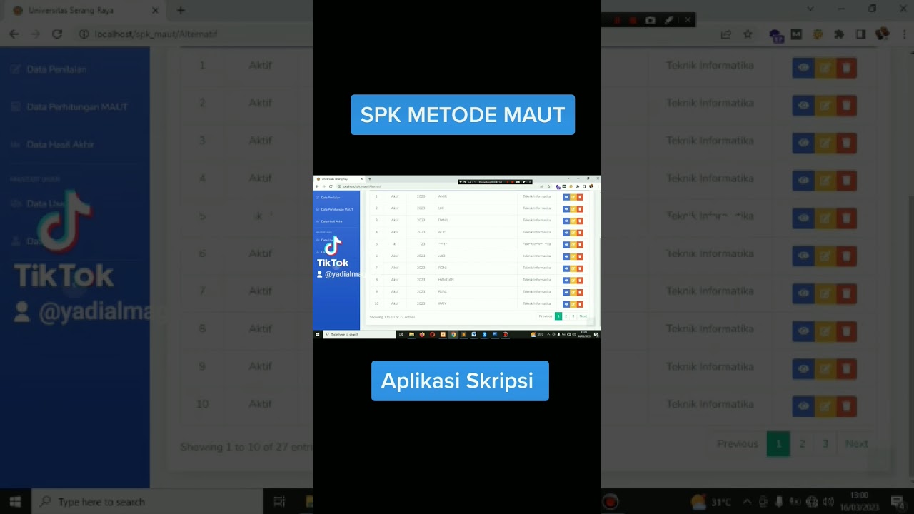 Sistem Pendukung Keputusan Beasiswa menggunakan Metode MAUT #spk #metodemaut #skripsi