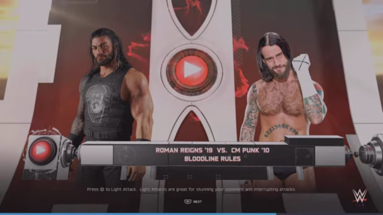 WWE 2K25 Roman Reigns '19 VS CM Punk '10 1 VS 1 Bloodline Rules Match
