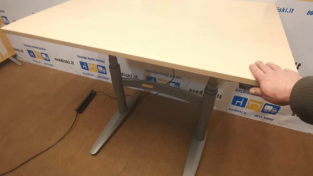 EFG Elektra Reguliuojamas Pilkas Stalo Mechanizmas Su LMDP 120x80cm Stalvir&scaron;iu, &Scaron;vedija