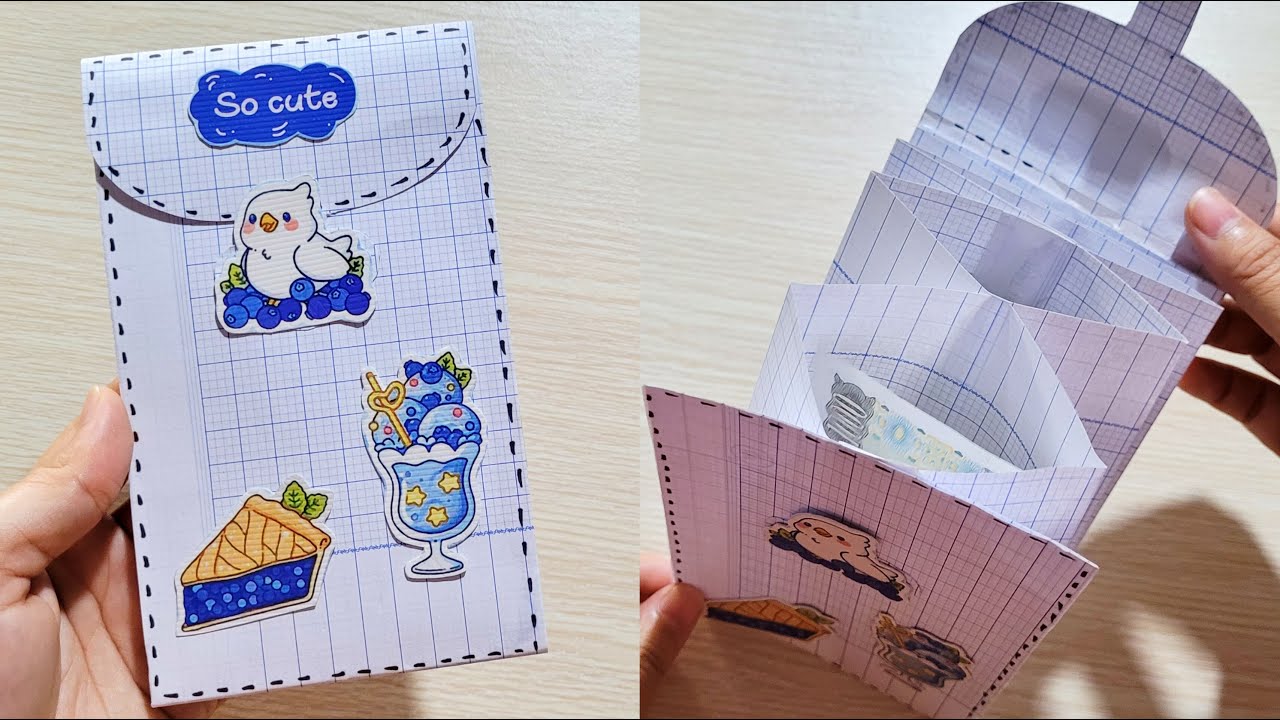 C&aacute;ch L&agrave;m V&iacute; Tiền Nhiều Ngăn Bằng Giấy Tập &Ocirc; Ly Học Sinh | V&acirc;n Handmade