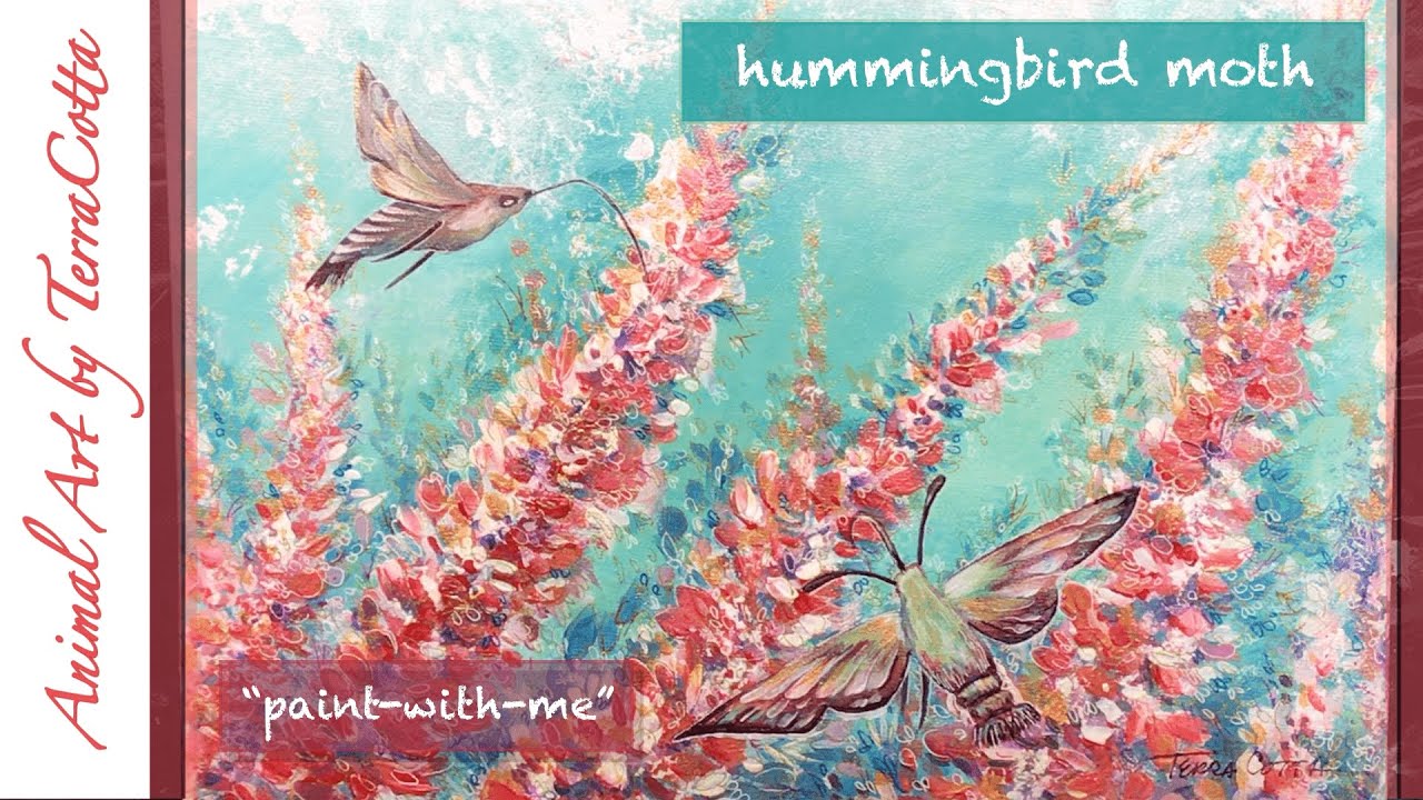 (Acrylic) Hummingbird Moths & Snapdragons | "paint-with-me"