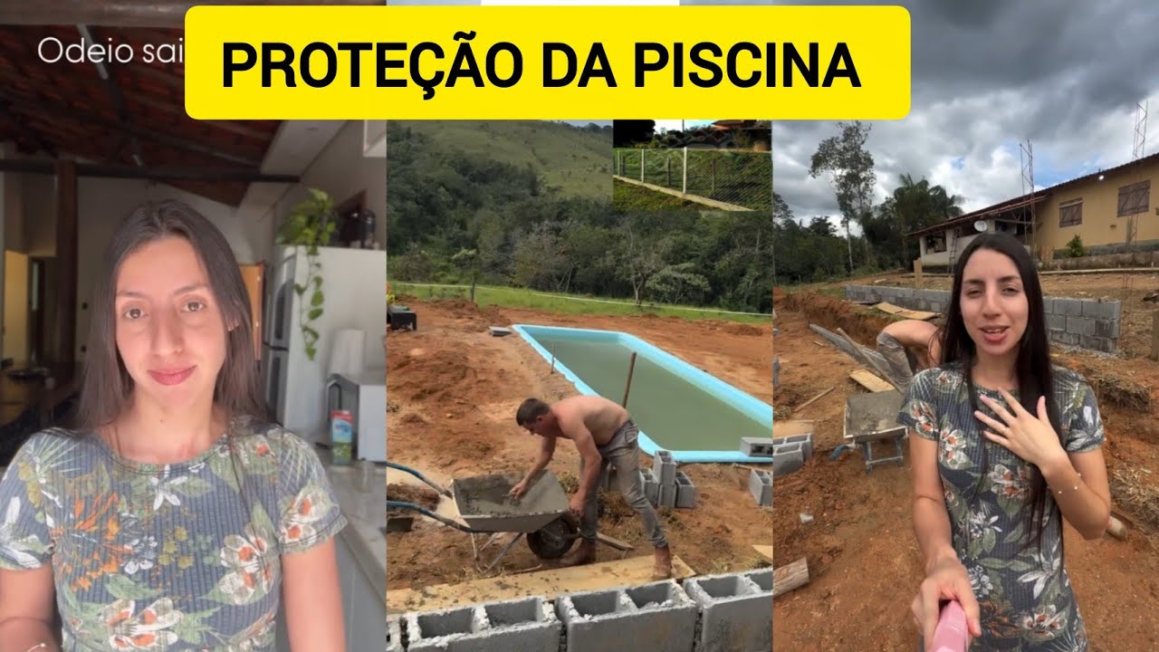SARA KELLEN MOSTRA FAZENDO A PROTEÇÃO DA PISCINA E DIZ QUE ODEIA SAIR DE CASA 