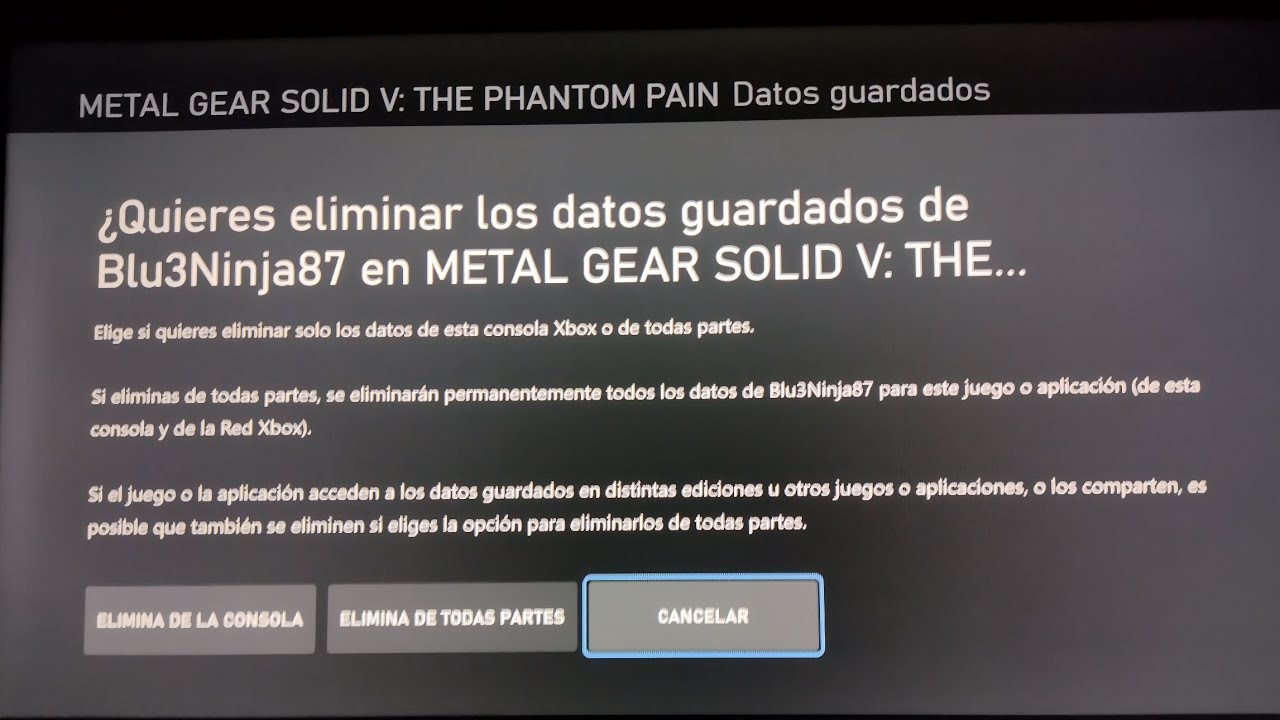 What happens if you delete all your MGSV save data on Xbox One? (Metal Gear Solid V)