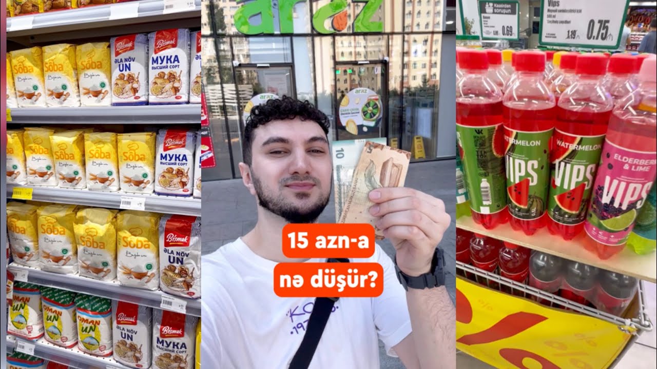 15 Manata Evə Lazımlı Ərzaqlar Almaq Olar? - Araz Supermarketə Getdim