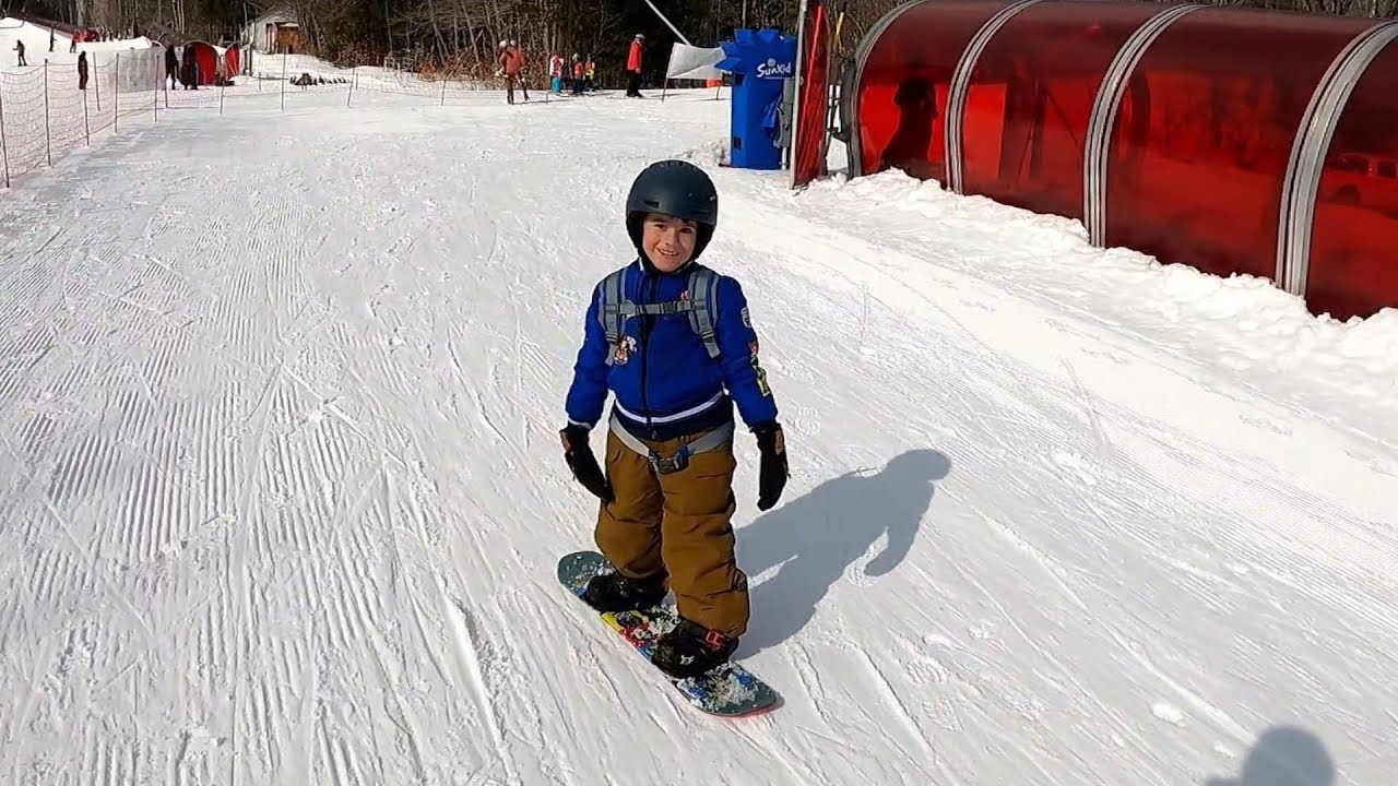 Teaching my 5 year old to snowboard