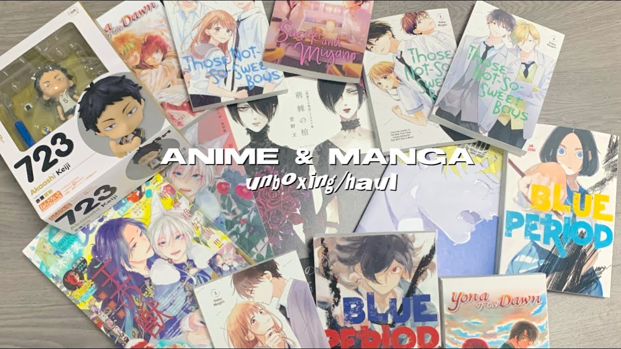 anime & manga haul/unboxing (blue period artbook, akaashi nendoroid, requiem of the rose king)