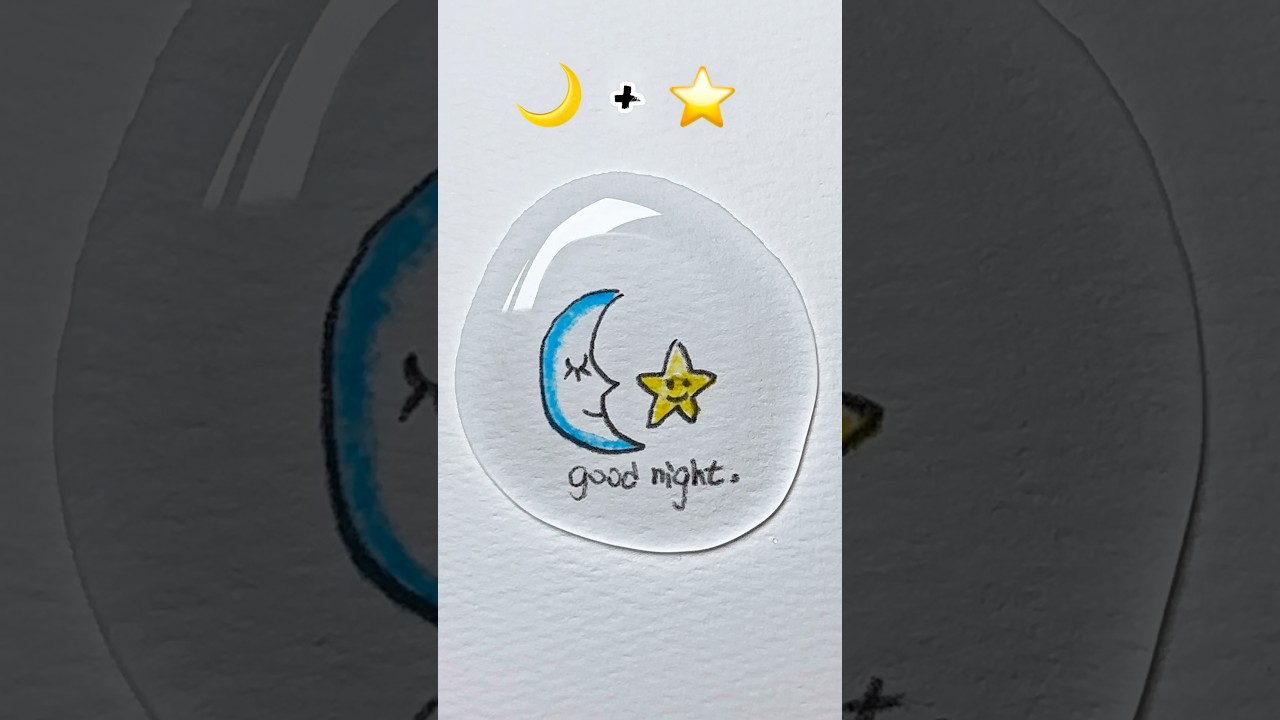 Easy drawing moon star but in water good night kids art #kids #moon #star #goodnight #easydrawing