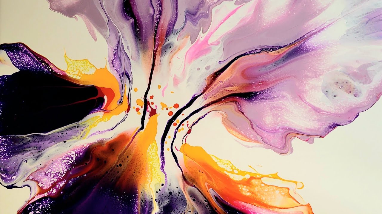 (208) ACRYLIC POURING - FLUID ART Dutch Pour Variation - Part 4 of Iris Series - ABSTRACT
