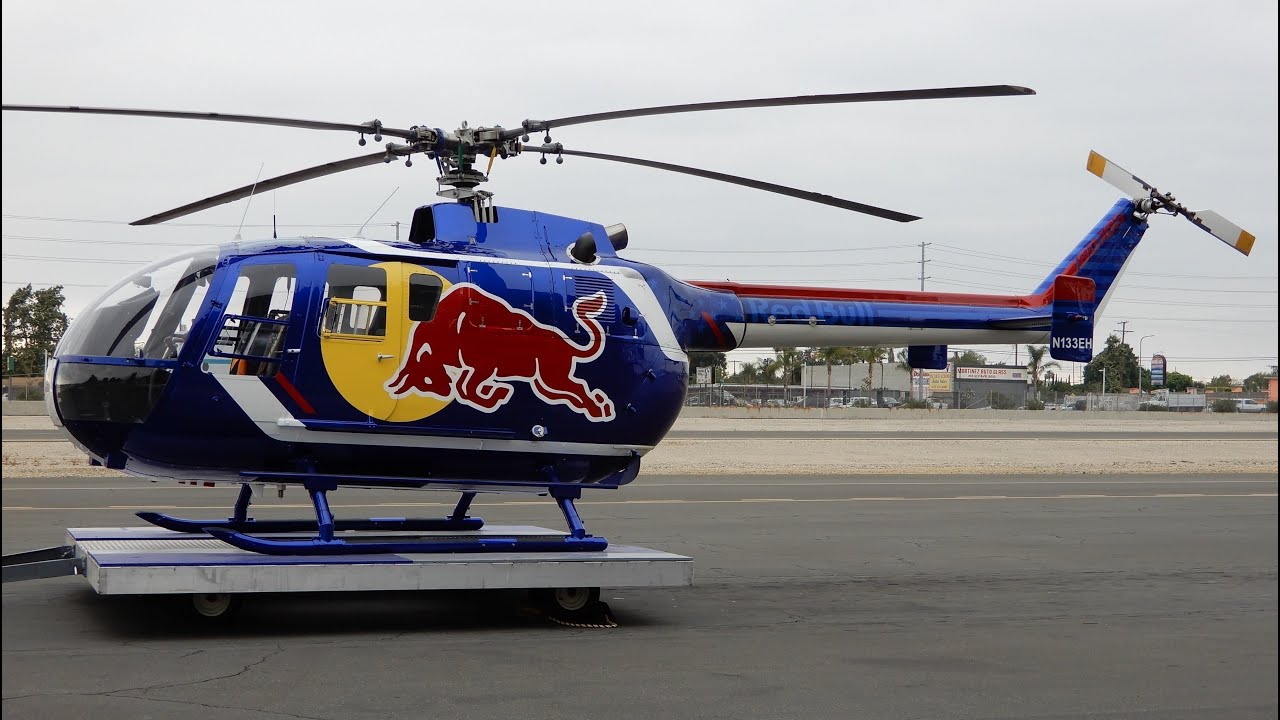 Helicopter Start-Up & Takeoff with Red Bull Aerobatic Pilot Aaron Fitzgerald in MBB Bo 105 N133EH