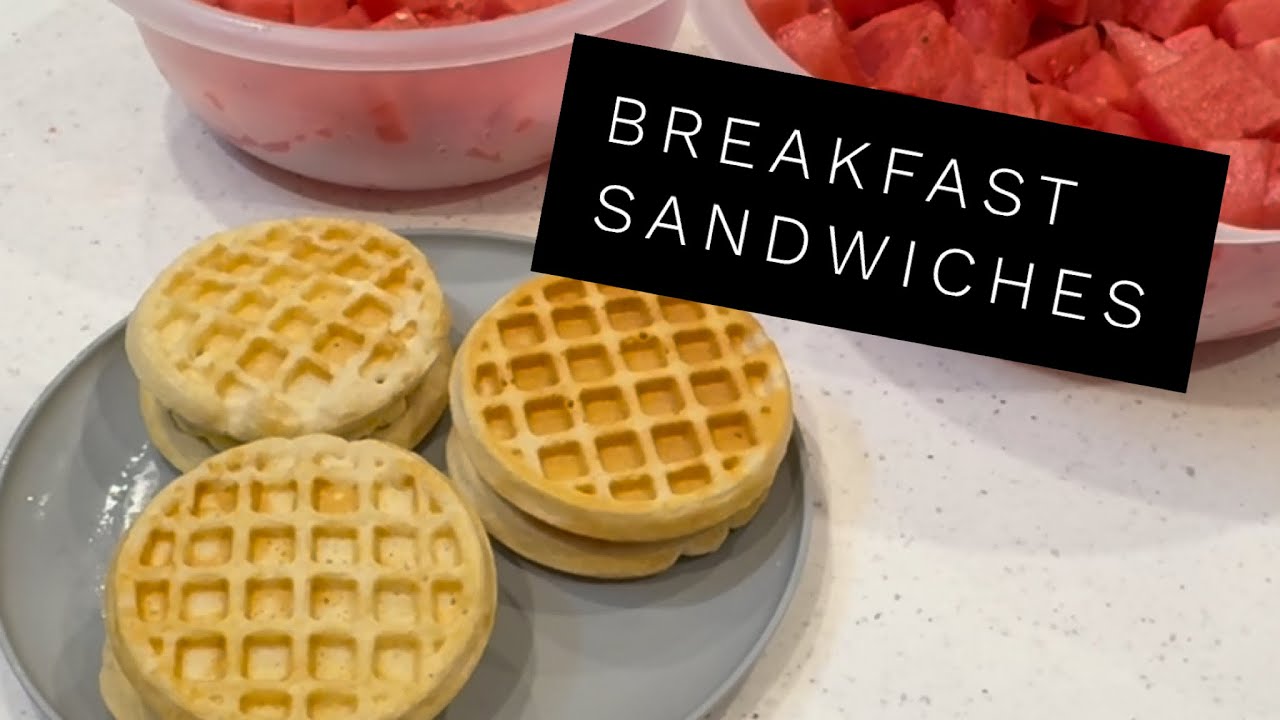 Waffle breakfast sandwiches and dicing a watermelon - MyWW - Weight Watchers