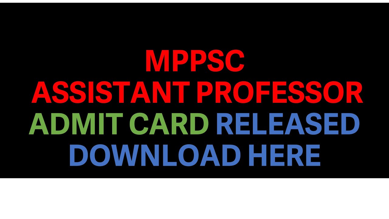 MPPSC assistant professor admit card