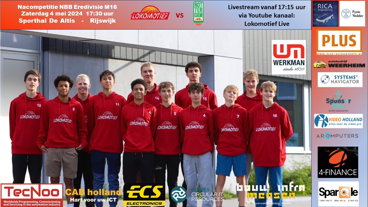 Lokomotief M16-1 vs Rotterdam Basketbal M16-1 (4 mei 2024 17:30 uur / Nacomp. NBB Eredivisie M16)