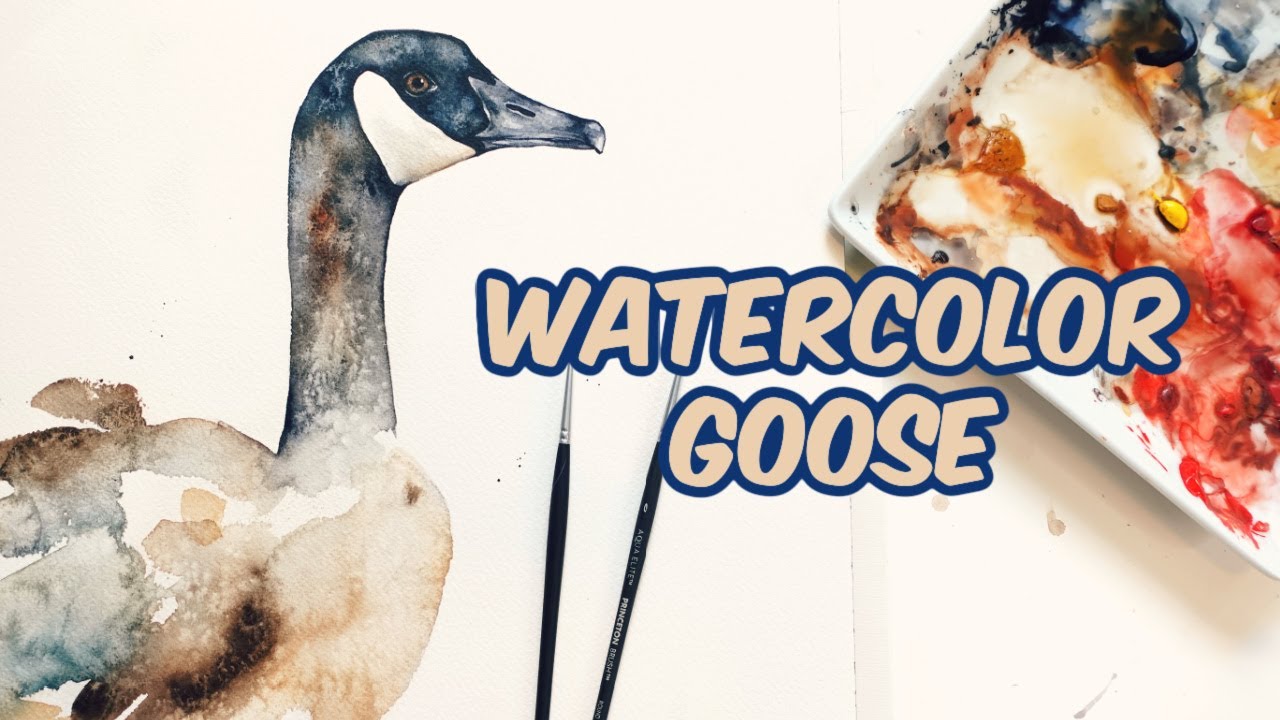 Watercolor Goose - Creating Texture with Blooms and Salt - loose simple watercolor painting