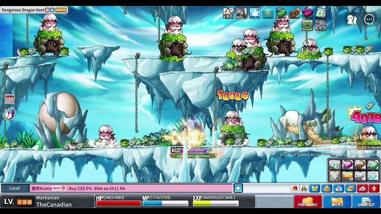 Maplestory Artale - Level 138 Marksman Solo Newties (1.77M XP/10 mins)