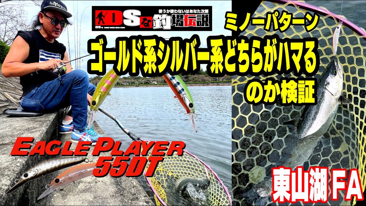 DSな釣場伝説 Vol.48『ミノーパターンゴールド系シルバー系どちらがハマるのか検証』イーグルプレーヤー55DT　【エリアトラウト】【東山湖フィッシングエリア】【管理釣り場】