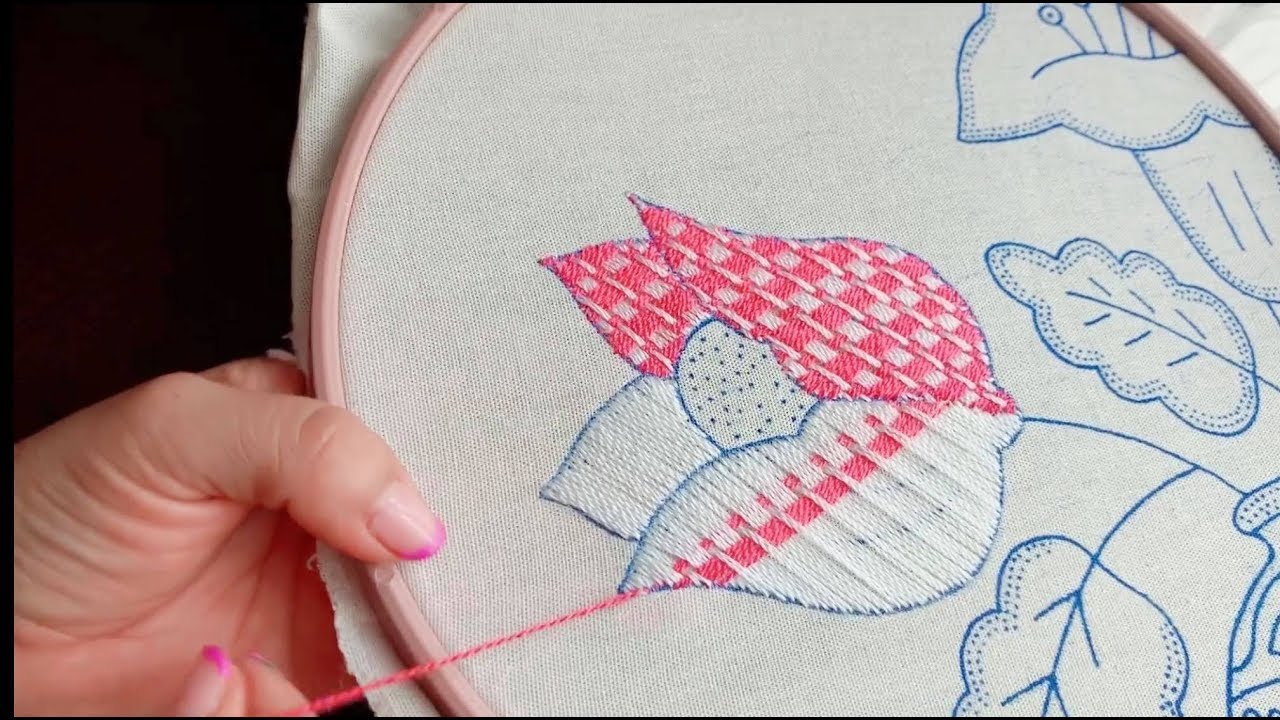 Bordado Fantasía Flor 16 o Tulipán 1 / Hand Embroidery Tulip / Fantasy Stitch