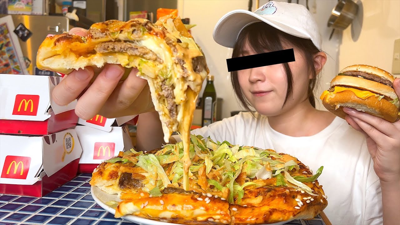 【爆食】社会に疲れたので大量ビッグマックを使った巨大ピザ作ってみた[酒村いっも、]