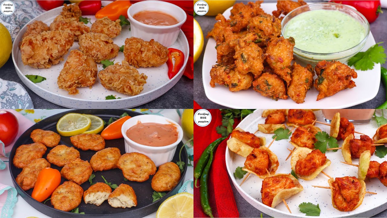 4 Delicious Snacks, Fried Chicken Zinger Bites Recipe, Chicken Nuggets, Butterly Chicken Fritters