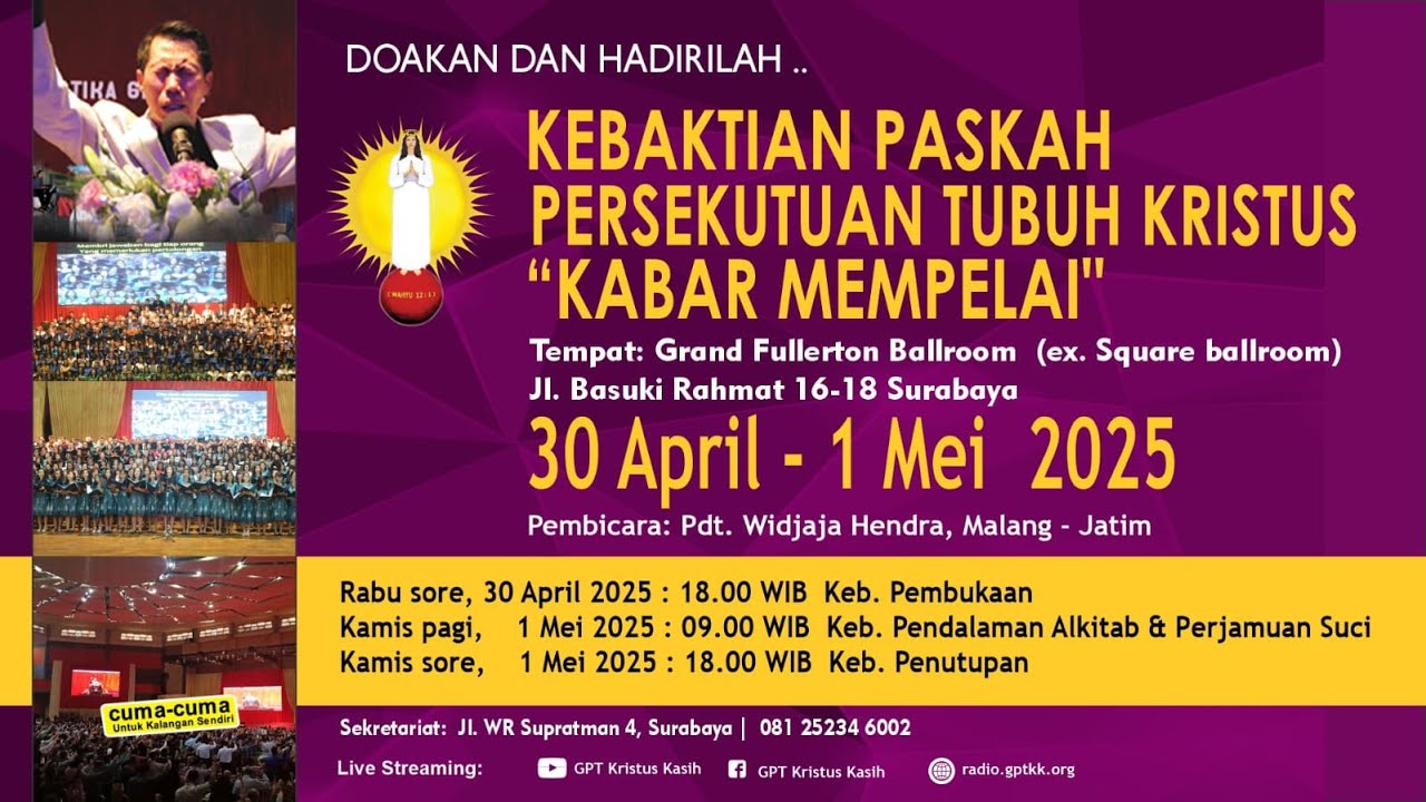 Ibadah Paskah Persekutuan I - Surabaya | Pdt. Widjaja Hendra | Rabu, 30 April 2025 | Ibadah Online