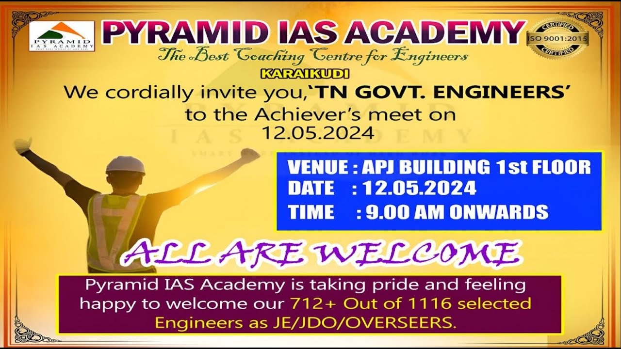 Pyramid Academy Achievers Meet 2024 | 712+Selections | Overseer | RD | PWD | Highways | TWAD