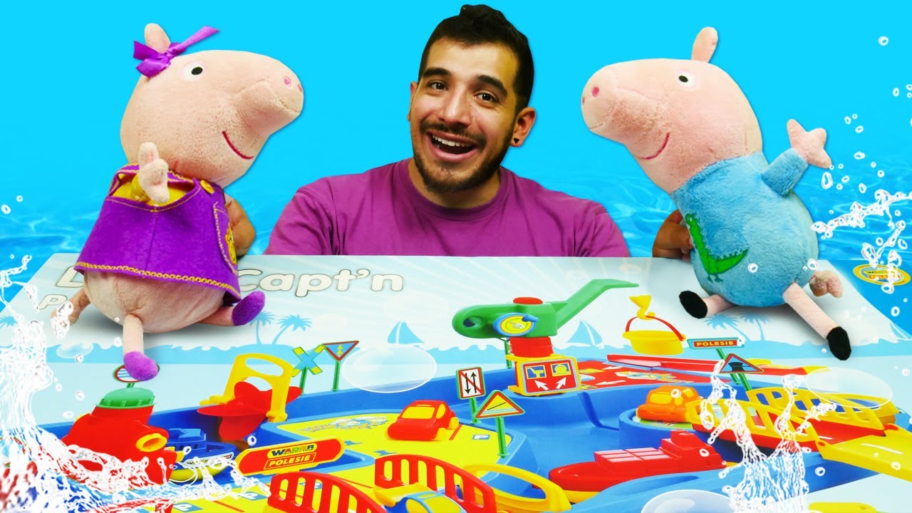 Peppa y George construyen una ciudad de juguetes. Cuento infantil de Peppa Pig de peluche