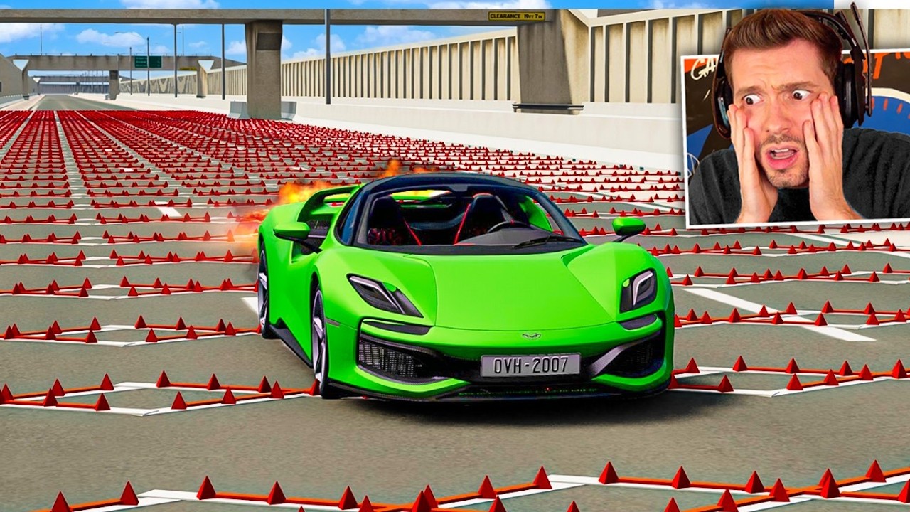 CARRO vs 999 ESPINHOS (furando pneu) no BeamNG Drive Multiplayer!