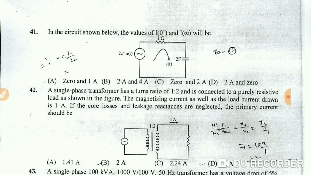 APTRANSCO AE Electrical 2019 Question Paper With Answer Keys in the end