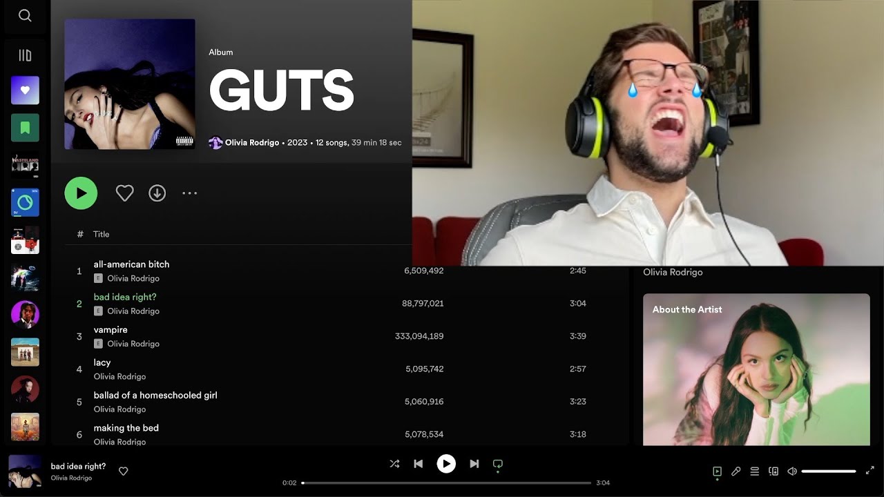Olivia Rodrigo's GUTS puts me in a cathartic state 💔😭💢 *FULL ALBUM REACTION* #wobbqwednesday