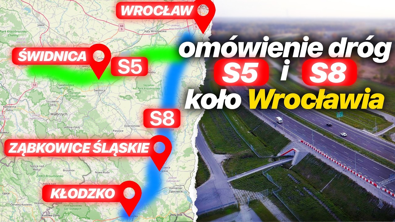 Drogi ekspresowe S5 i S8 na południe od Wrocławia