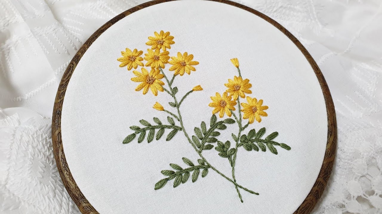 [프랑스자수] 노란꽃 자수/ flower embroidery