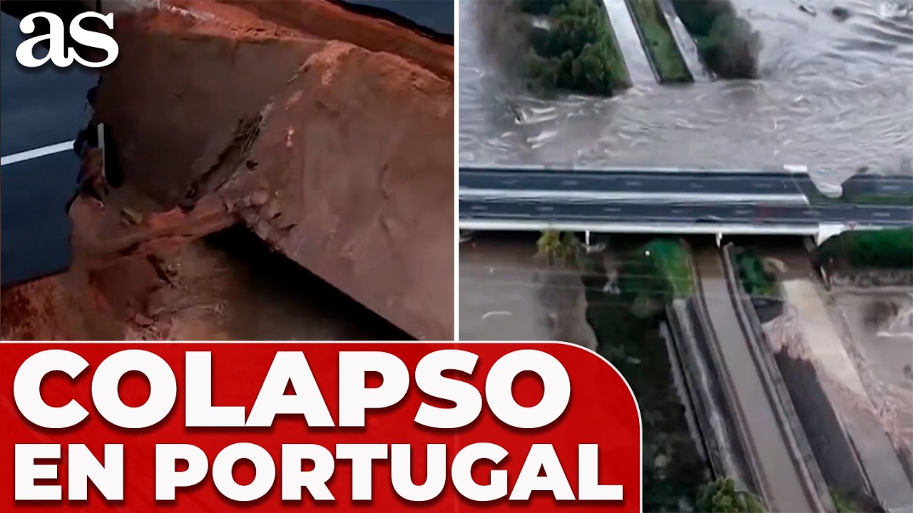 COLAPSA la AUTOVÍA A1 de PORTUGAL tras romperse un DIQUE sobre el RÍO MONDEGO