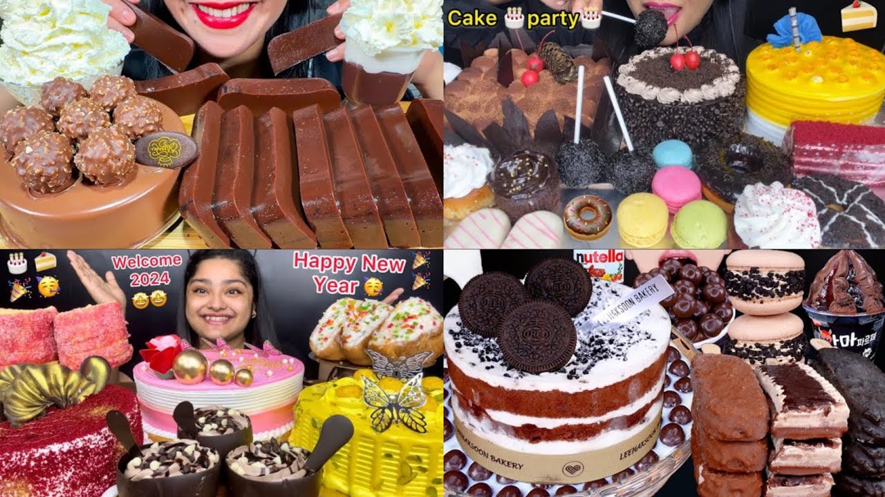 ASMR EATING LOTS OF CAKES 🍰 , CHOCOLATE , ASMR EATING CHALLENGE MUKBANGERS #asmr #mukbang 
