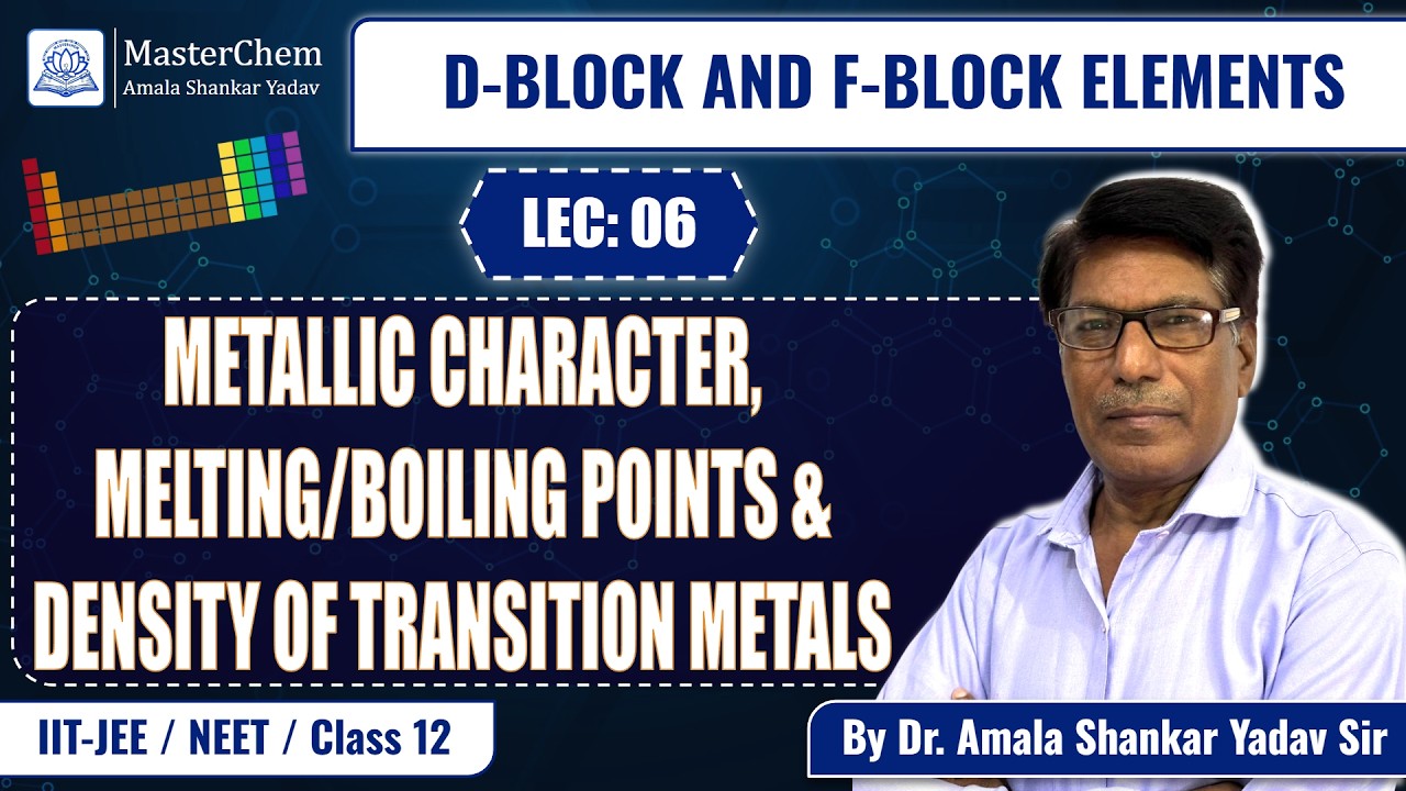 Class 12th: Metallic Character, Melting/Boiling Points & Density of Transition Metals