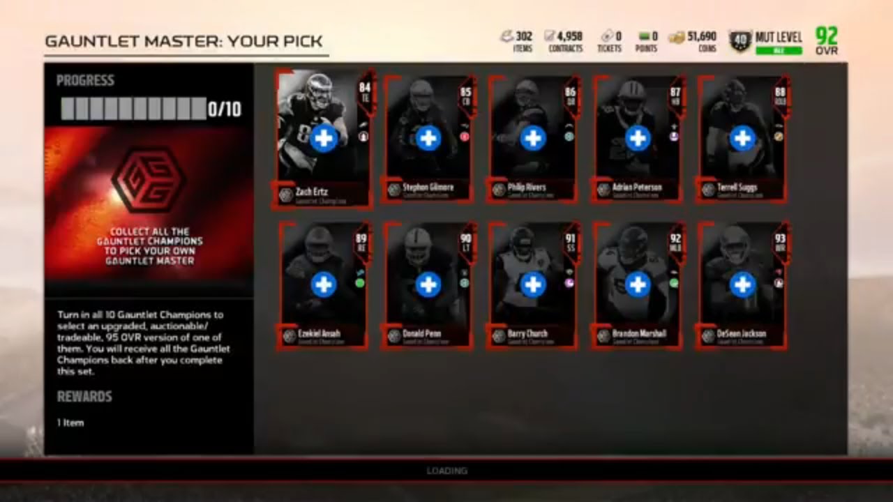 Madden 18 Ultimate Team Finishing The Gauntlet Master Set - All 95 Overall Master Ratings Included