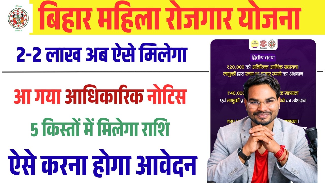 Bihar Mahila Rojgar Scheme 2026: महिलाओं को ₹2 -2 लाख ऐसे मिलेगा ऐसे करना होगा आवेदन आधिकारिक नोटिस