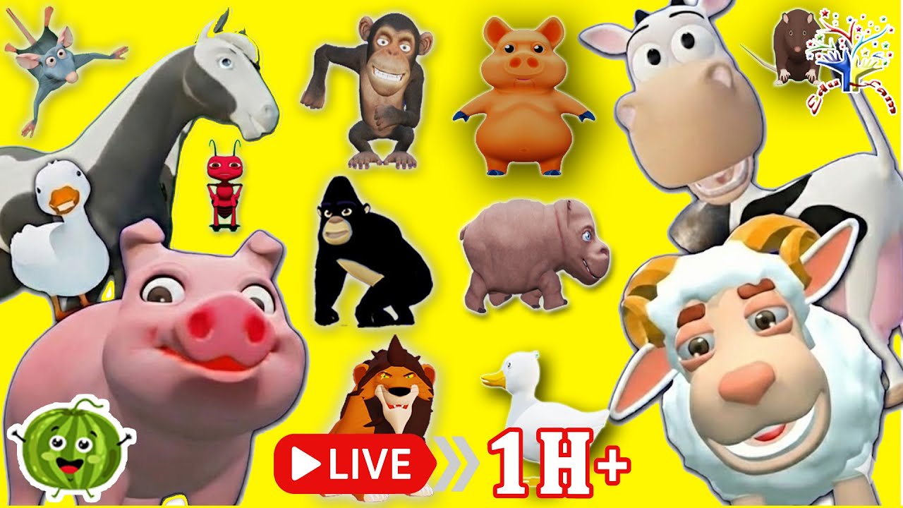 🦁🐘 Animal Sounds Song! | Learn Animal Names and Noises! 🎶✨| Live 1 Hour | EduFam