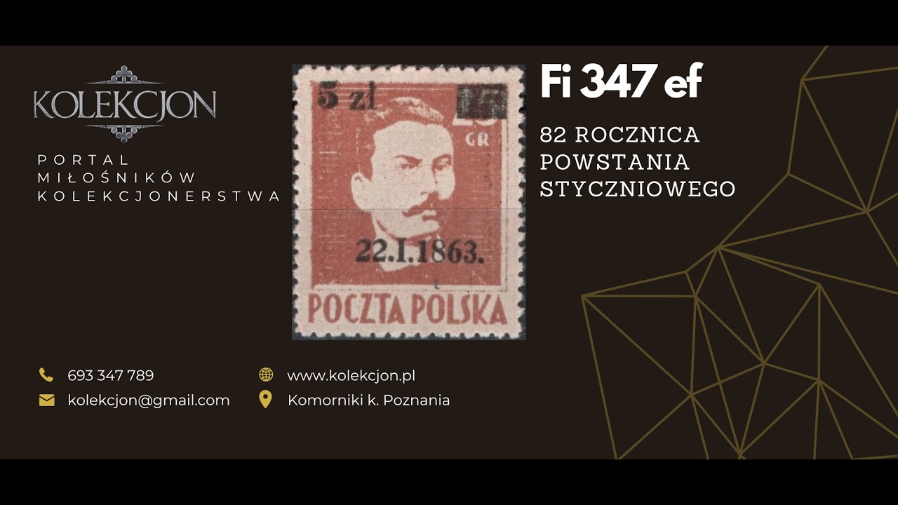 Znaczki pocztowe - Fi 347 ef - 82 rocznica Powstania Styczniowego. Kolekcjon
